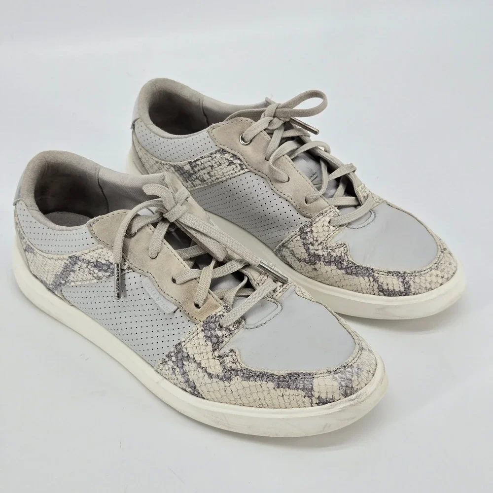 Cole Haan Grand Crosscourt Snakeskin Leather Shoes Grey 9B Python Sneakers‎